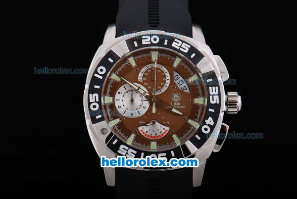 Tag Heuer Link Working Chronograph Quartz with Brown Dial and Green Marking - Click Image to Close